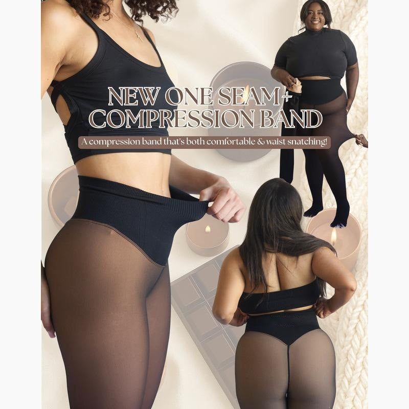 Tight-fitting thermal tights with sheer finish