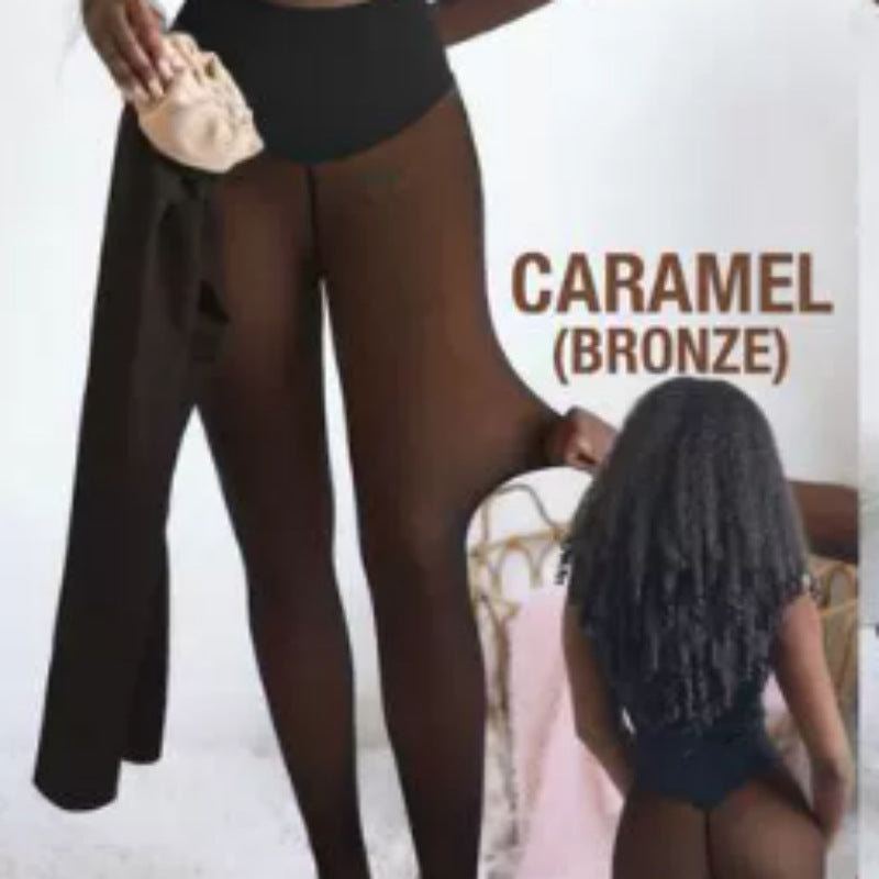 Tight-fitting thermal tights with sheer finish