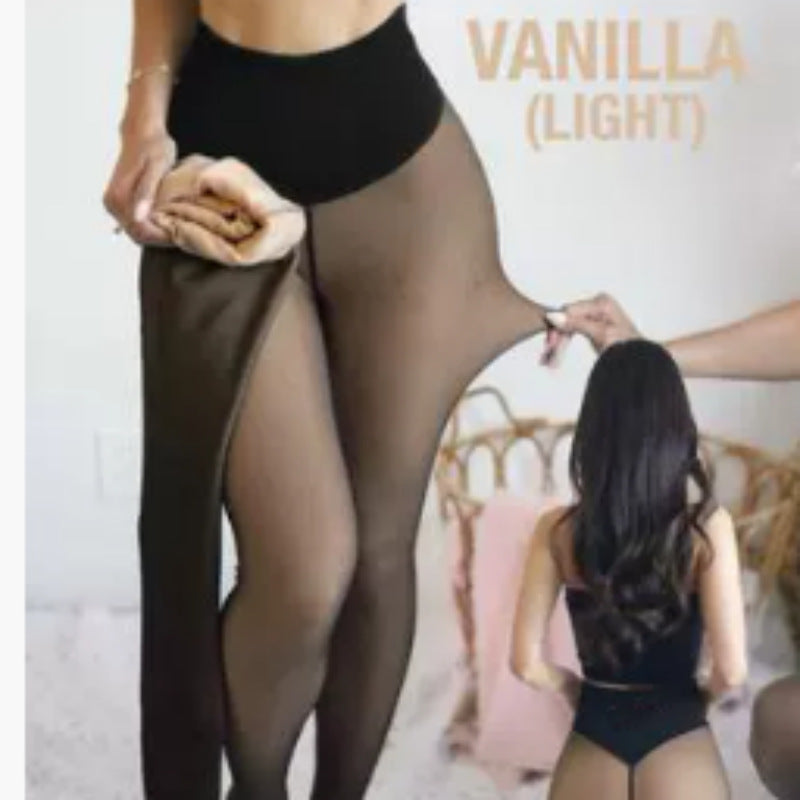 Tight-fitting thermal tights with sheer finish
