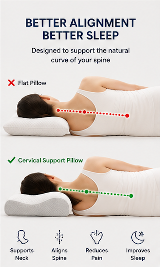 Memory Foam Cervical Support Pillow with Pillowcase