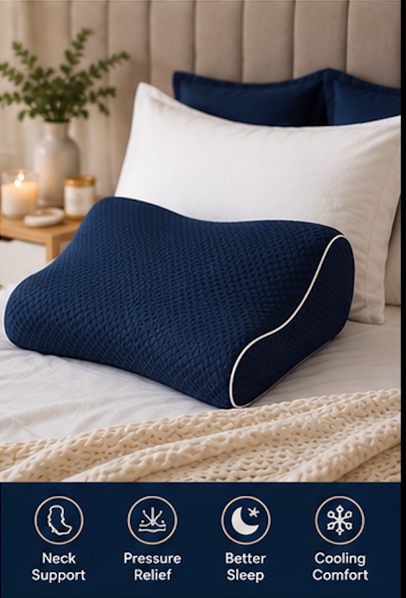 Memory Foam Cervical Support Pillow with Pillowcase