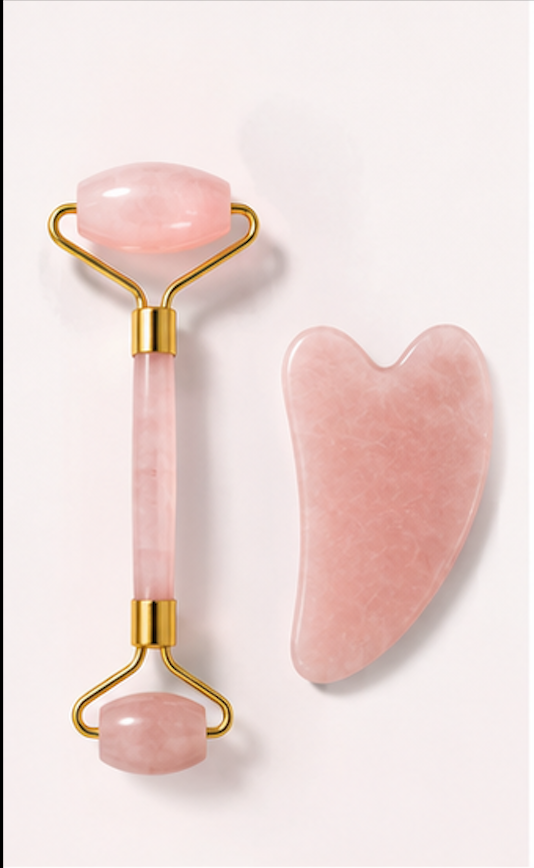 Rose Quartz Facial Roller and Gua Sha Tool
