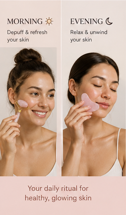Rose Quartz Facial Roller and Gua Sha Tool