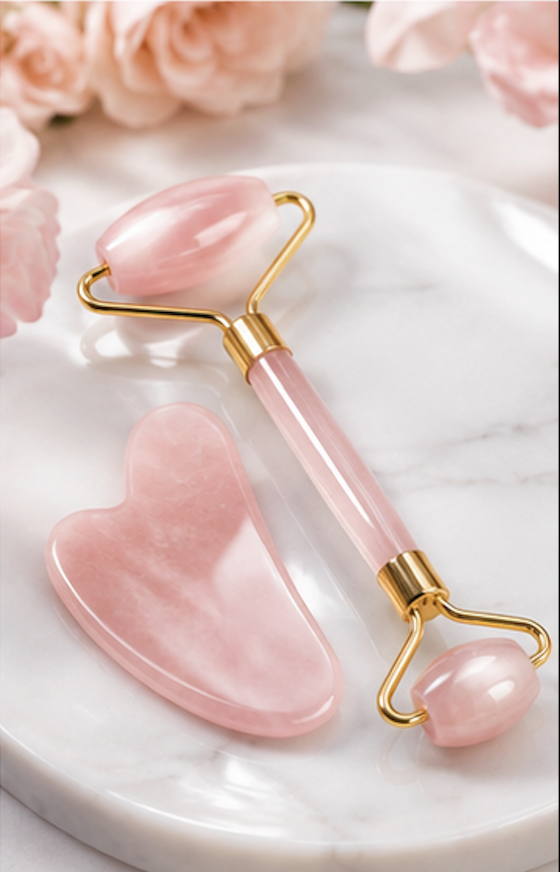 Rose Quartz Facial Roller and Gua Sha Tool